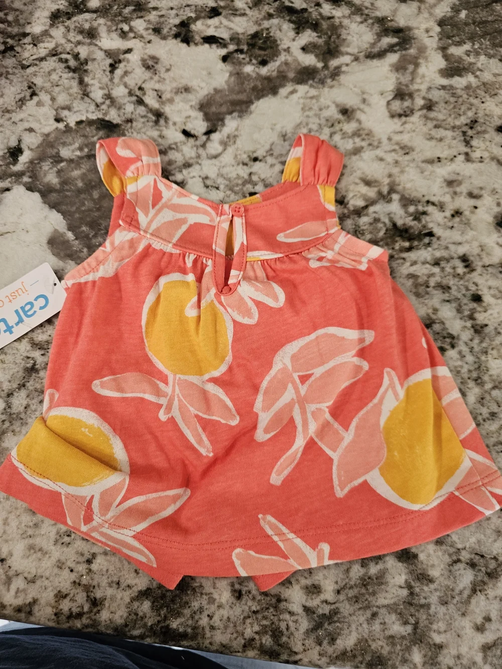 Carter's Coral Pink & Yellow Floral Sundress Tank for Kids